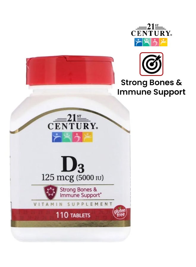 مكمل غذائي بفيتامين D3 بتركيز 125 ميكروجرام 5000 وحدة دولية - 110 كبسولة